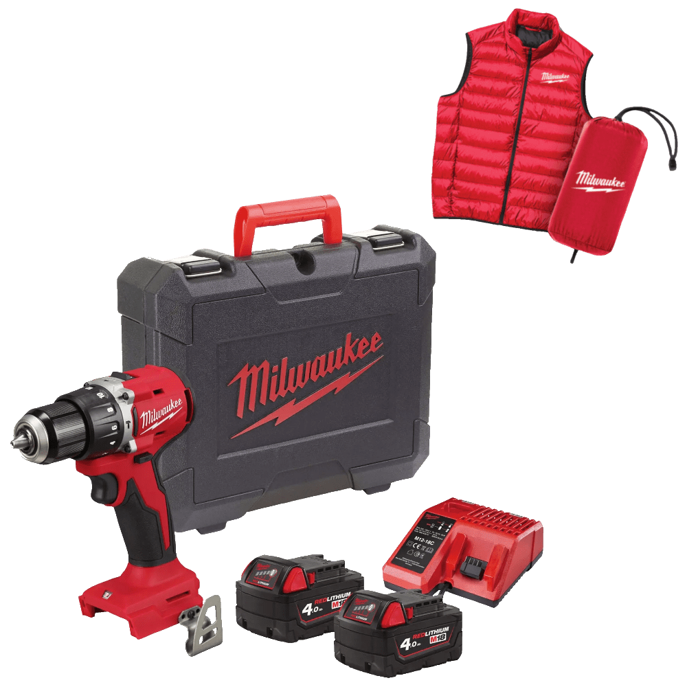 Masina de gaurit cu percutie cu 2 acumulatori 4Ah Milwaukee M18 BLPDRCMC-402C